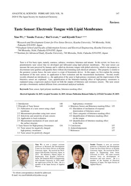 Taste Sensor: Electronic Tongue with Lipid Membranes