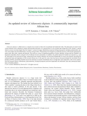 An Updated Review of Adansonia Digitata: a Commercially Important African Tree ⁎ G.P.P