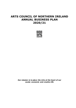 Arts Council of Northern Ireland Annual Business Plan 2020/21