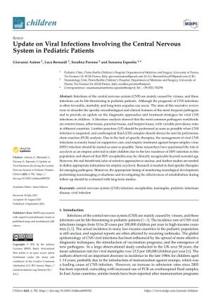 Update on Viral Infections Involving the Central Nervous System in Pediatric Patients