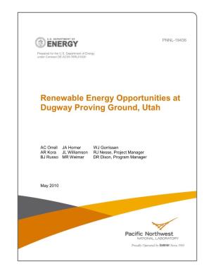 Renewable Energy Opportunities at Dugway Proving Ground, Utah