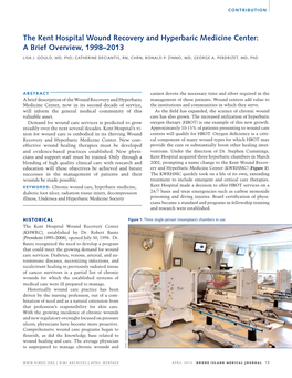 The Kent Hospital Wound Recovery and Hyperbaric Medicine Center: a Brief Overview, 1998–2013