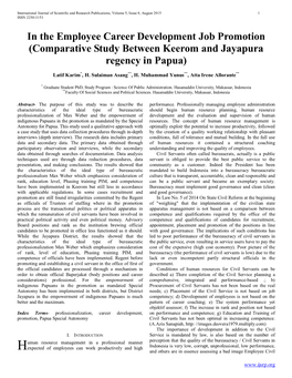 In the Employee Career Development Job Promotion (Comparative Study Between Keerom and Jayapura Regency in Papua)