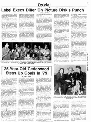 Old Cedarwood Steps up Goals in '79 by GERRY WOOD NASHVILLE -While Celebrating Small Stable of Writers