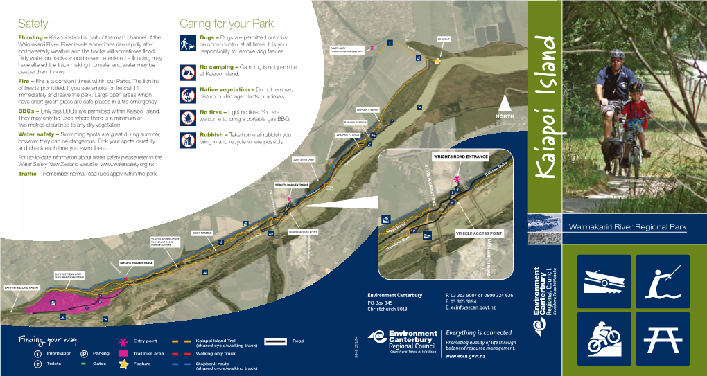 Kaiapoi Island Trail Road P (Shared Cycle/Walking Track) Information Parking Trail Bike Area Walking Only Track