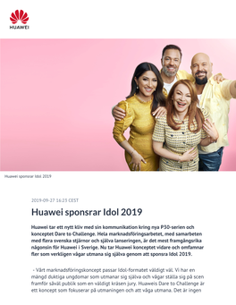 Huawei Sponsrar Idol 2019