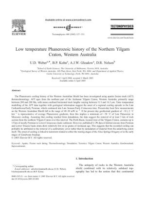 Low Temperature Phanerozoic History of the Northern Yilgarn Craton, Western Australia