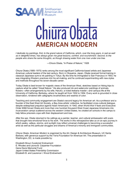 Chiura Obata: American Modern Is Organized by the Art, Design & Architecture Museum, UC Santa Barbara, with Generous Support by the Terra Foundation for American Art