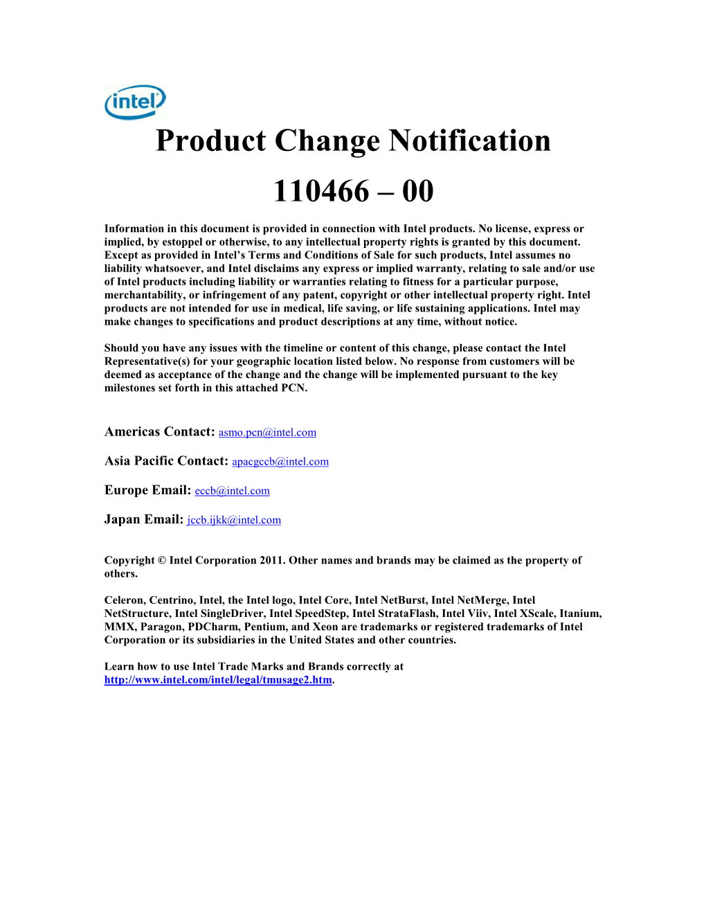 Product Change Notification 110466 – 00