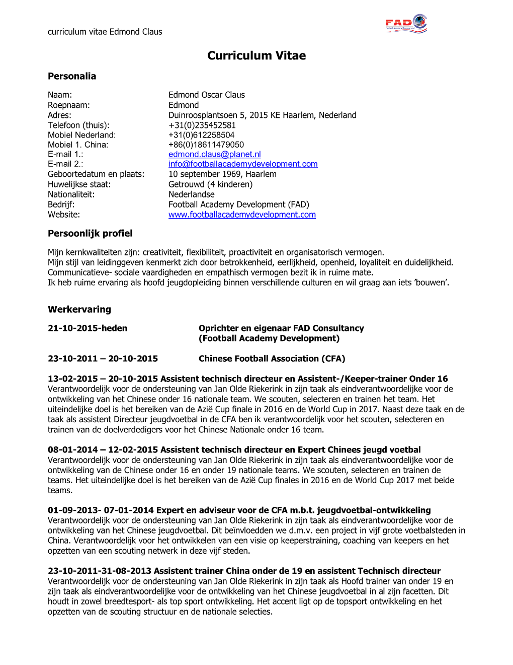 Curriculum Vitae Edmond Claus