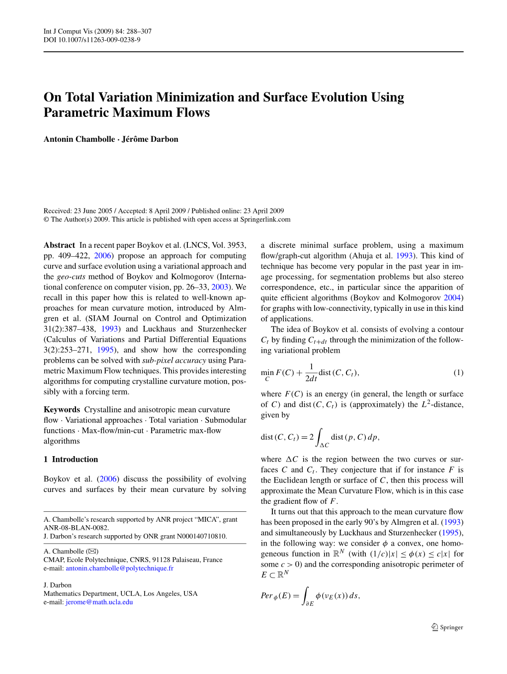 On Total Variation Minimization and Surface Evolution Using Parametric Maximum Flows