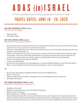 Travel Dates: June 18 - 28, 2020
