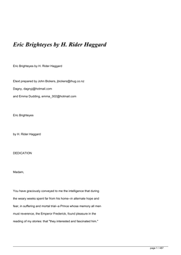 Eric Brighteyes by H. Rider Haggard&lt;/H1&gt;