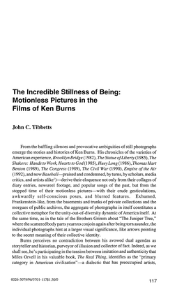 Motionless Pictures in the Films of Ken Burns