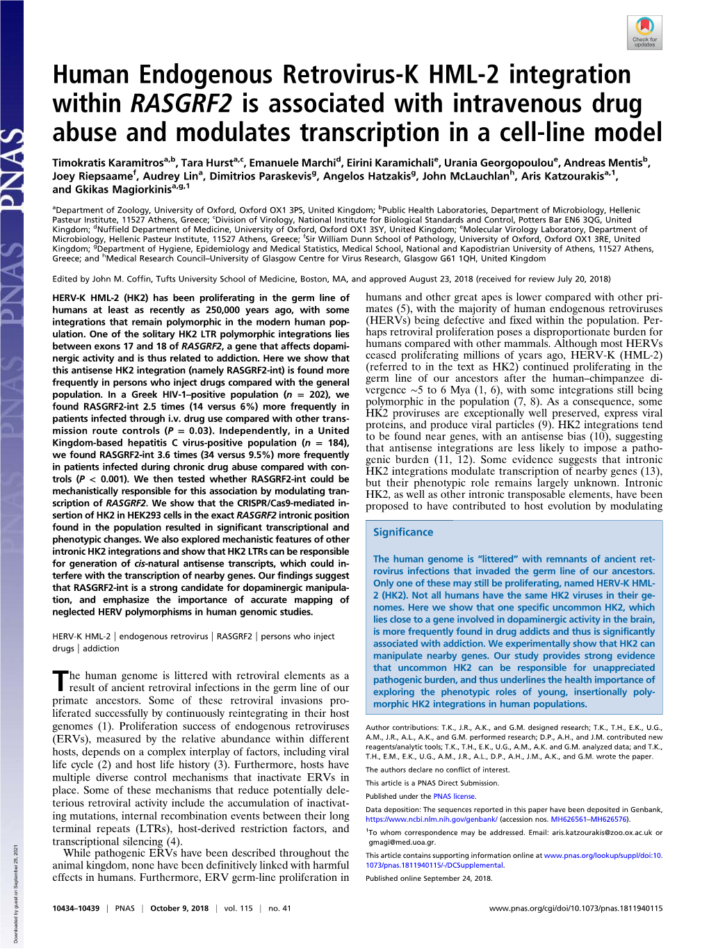 Human Endogenous Retrovirus-K HML-2 Integration Within RASGRF2 Is Associated with Intravenous Drug Abuse and Modulates Transcription in a Cell-Line Model