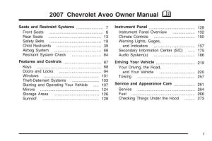 2007 Chevrolet Aveo Owner Manual M