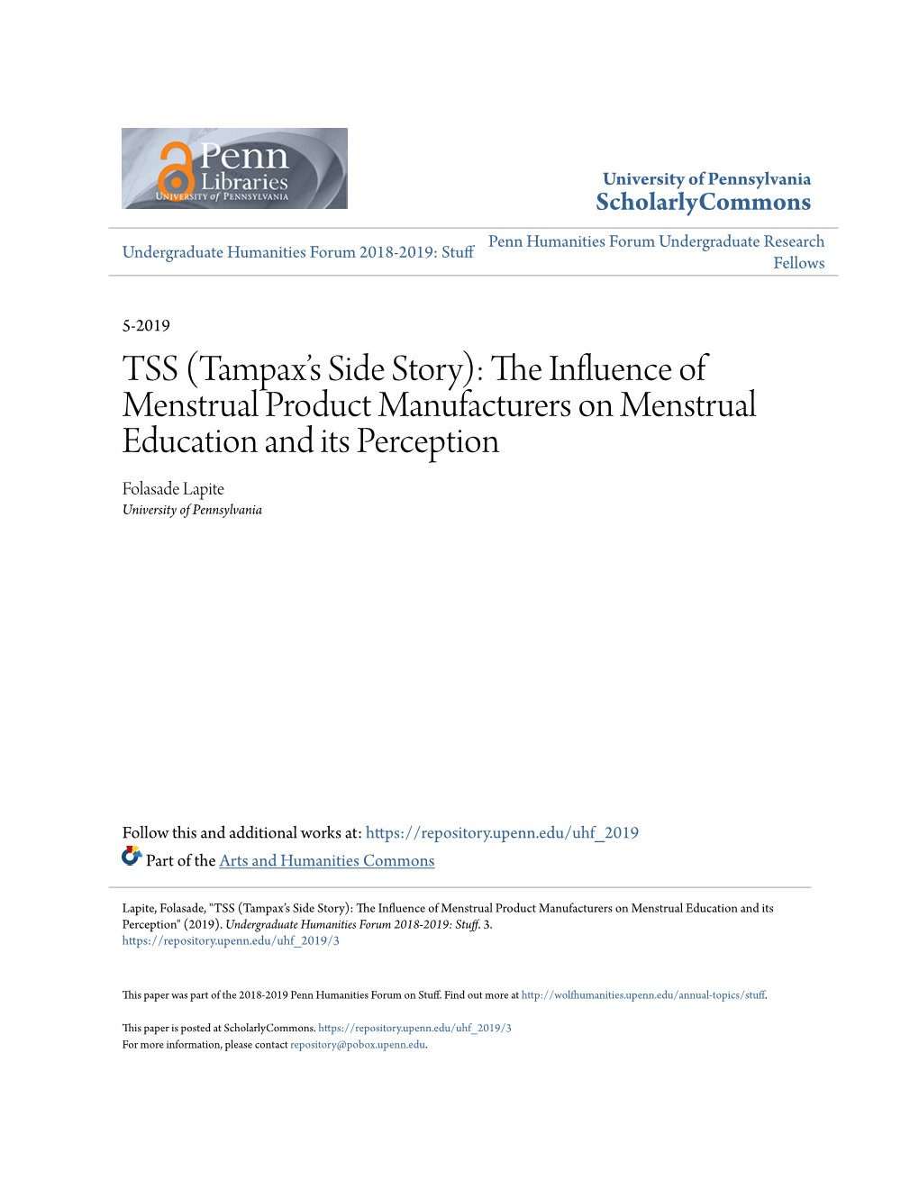 The Influence of Menstrual Product Manufacturers on Menstrual Education and Its Perception