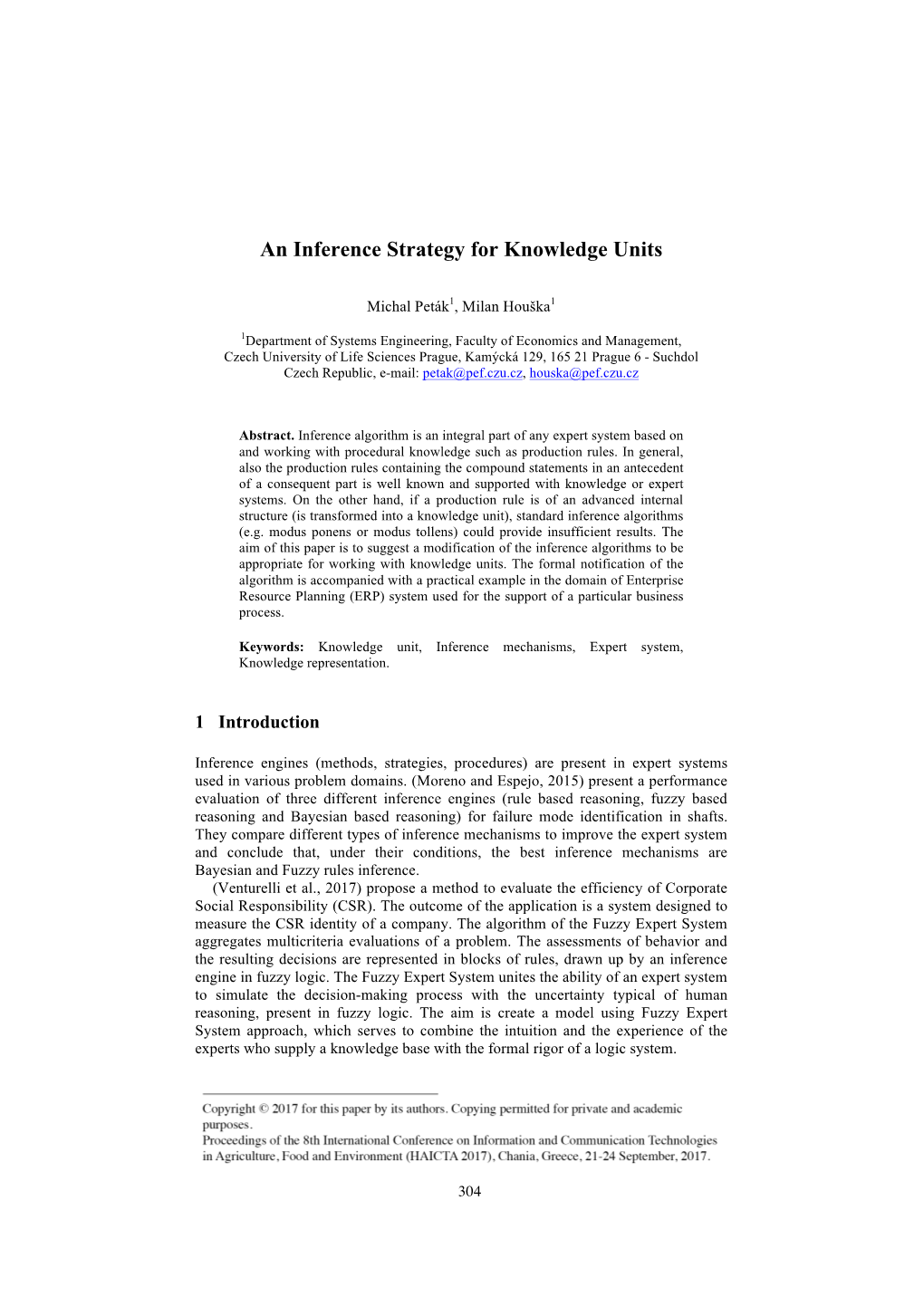 An Inference Strategy for Knowledge Units