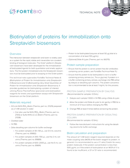 Biotinylation of Protein for Immobilization Onto Streptavidin