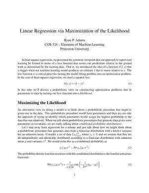 Maximum Likelihood Linear Regression