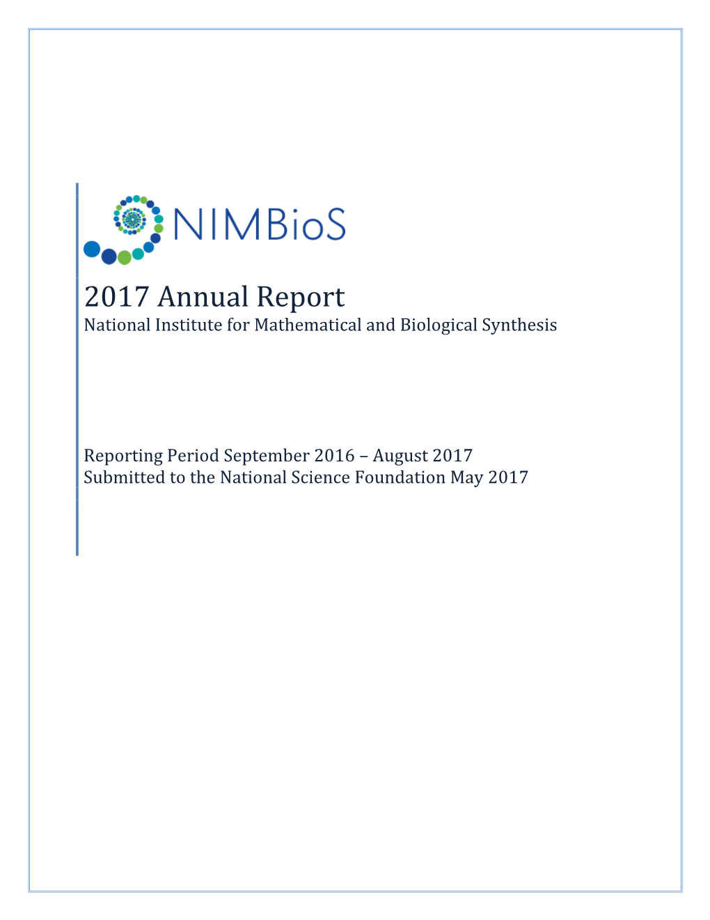 Nimbios Annual Report to NSF, May 2017