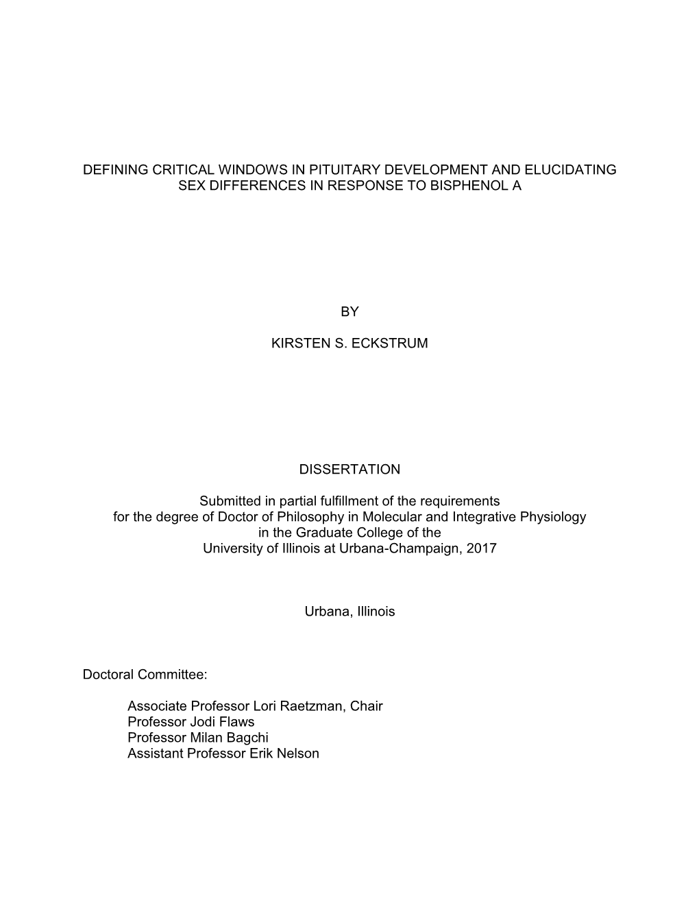 Defining Critical Windows in Pituitary Development and Elucidating Sex Differences in Response to Bisphenol A