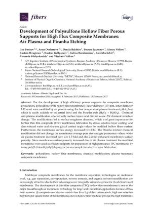 Development of Polysulfone Hollow Fiber Porous Supports for High Flux Composite Membranes: Air Plasma and Piranha Etching