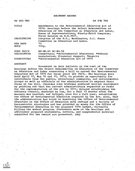 Amendments to the Environmental Education Act of 1970