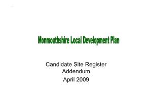 Candidate Site Register Addendum April 2009