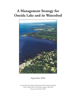 A Management Strategy for Oneida Lake and Its Watershed