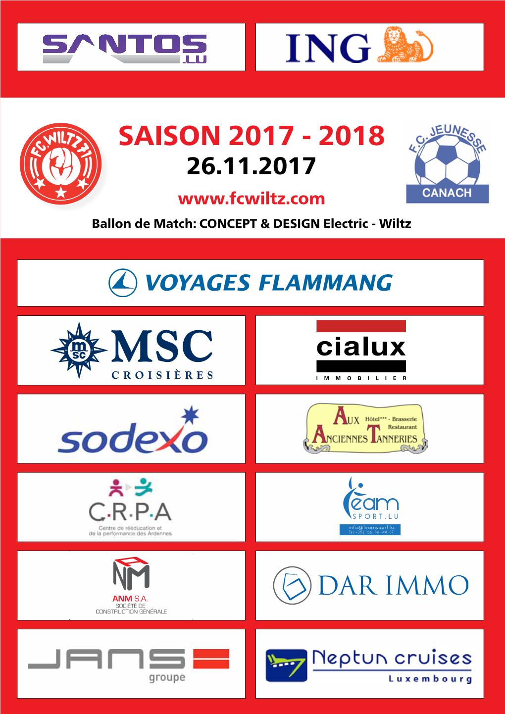 Saison 2017 - 2018 26.11.2017 Ballon De Match: CONCEPT & DESIGN Electric - Wiltz