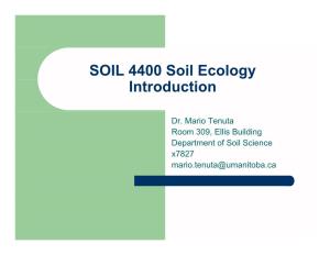 SOIL 4400 Soil Ecology Introduction