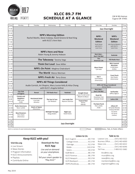 Klcc 89.7 Fm Schedule at a Glance