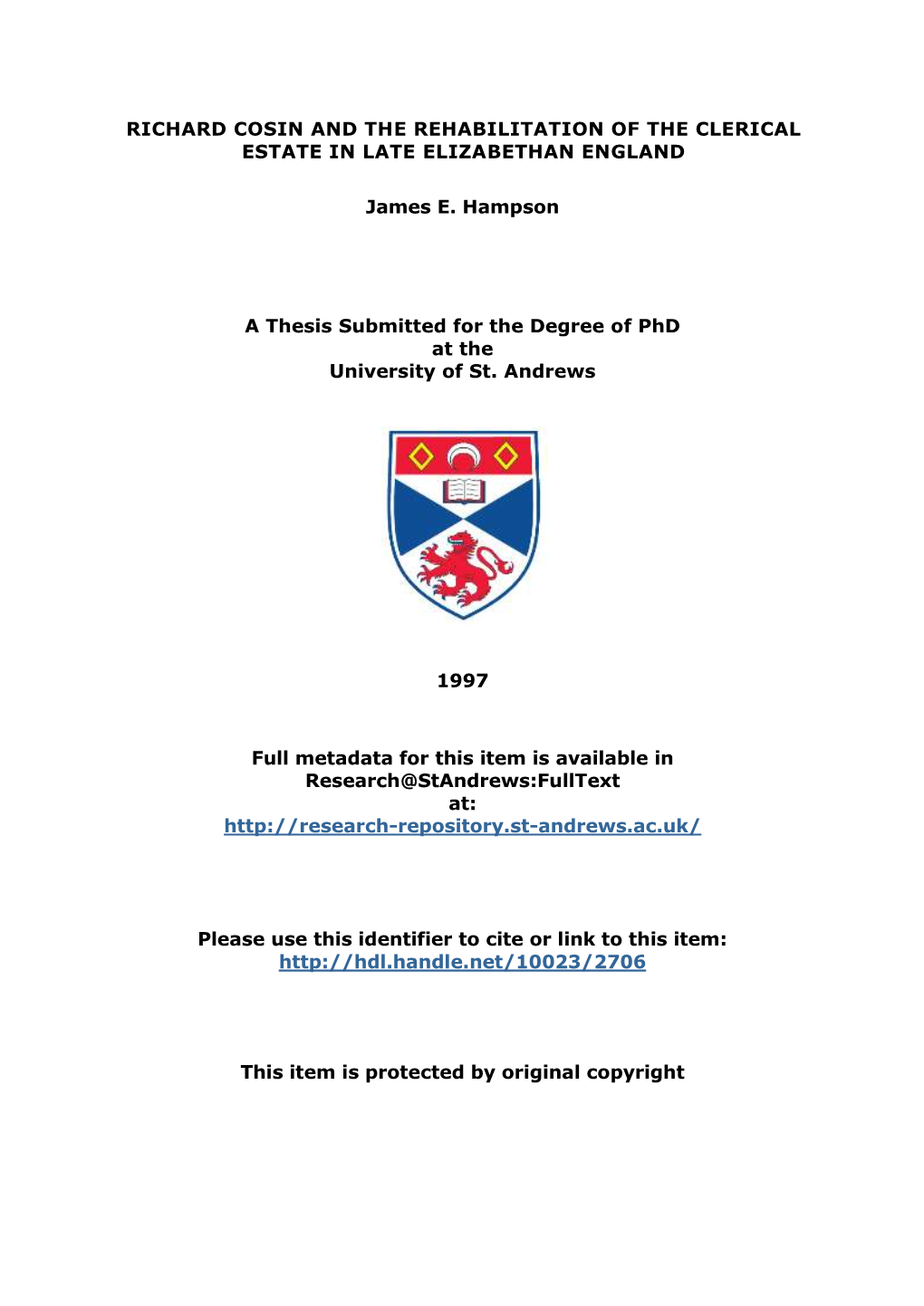 James E. Hampson Phd Thesis