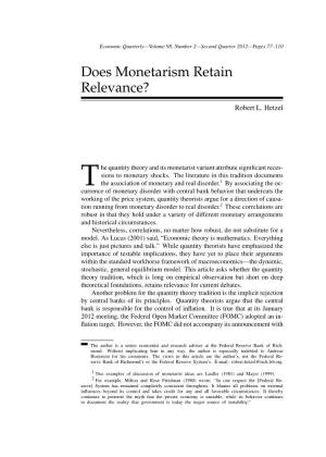 Does Monetarism Retain Relevance?