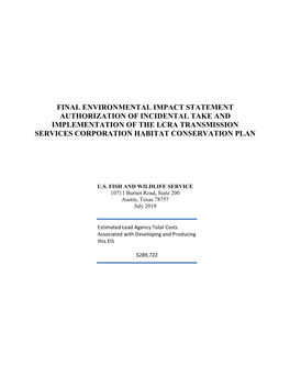 Final Environmental Impact Staterment for LCRA Transmission