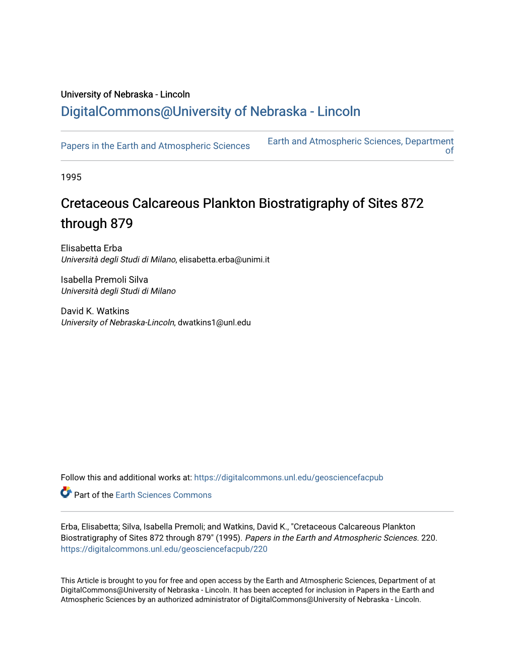 Cretaceous Calcareous Plankton Biostratigraphy of Sites 872 Through 879