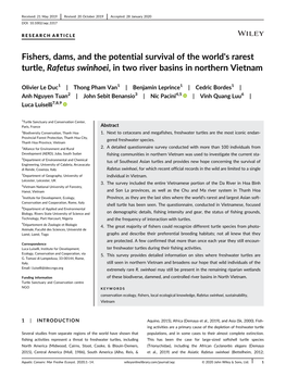 Aquatic Conservation: Marine and Freshwater Ecosystems, 14, Ately in the Study Areas Because Fishing Represents the Most Impor- 237–246