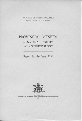 PROVINCIAL MUSEUM of NATURAL HISTORY and ANTHROPOLOGY