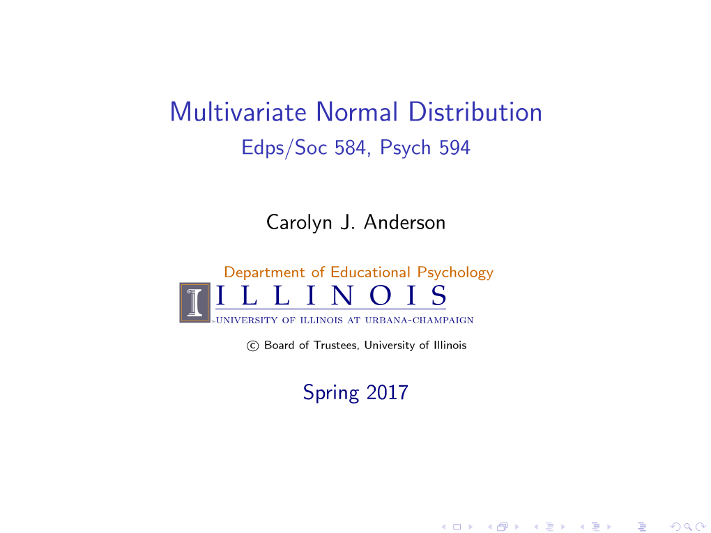 Multivariate Normal Distribution Edps/Soc 584, Psych 594