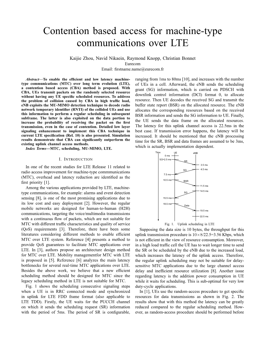 Contention Based Access for Machine-Type Communications Over LTE