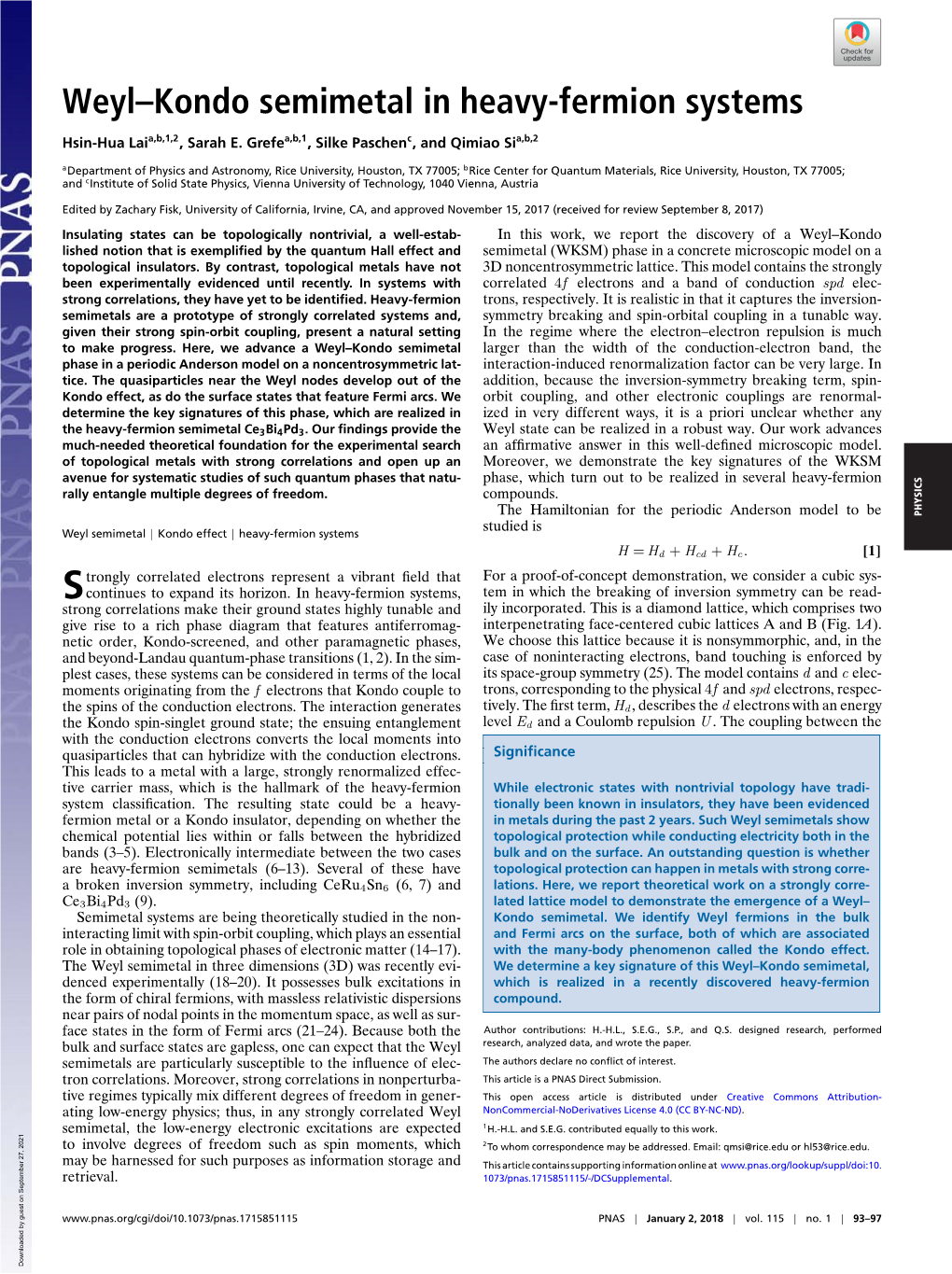 Weyl--Kondo Semimetal in Heavy-Fermion Systems