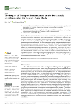 The Impact of Transport Infrastructure on the Sustainable Development of the Region—Case Study