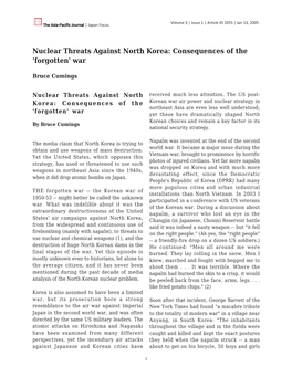 Nuclear Threats Against North Korea: Consequences of the 'Forgotten' War