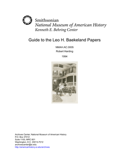 Guide to the Leo H. Baekeland Papers