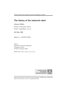 The History of the Industrial Robot