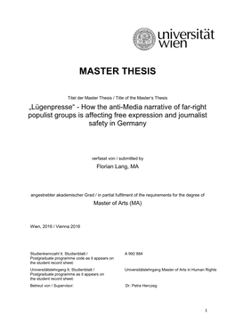 Master Thesis