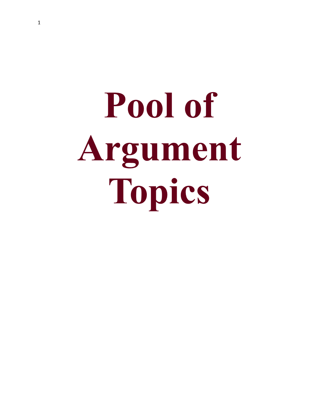 Pool of Argument Topics