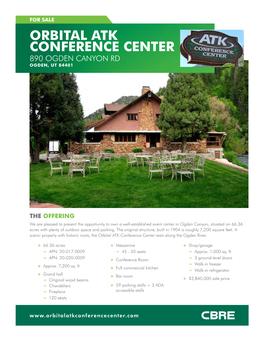 Orbital Atk Conference Center 890 Ogden Canyon Rd Ogden, Ut 84401