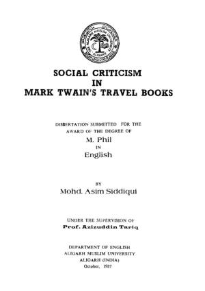 Social Criticism in Mark Twain's Travel Books